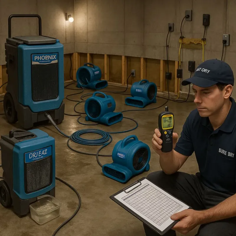 Structural Drying and Dehumidification process in New Bedford, MA